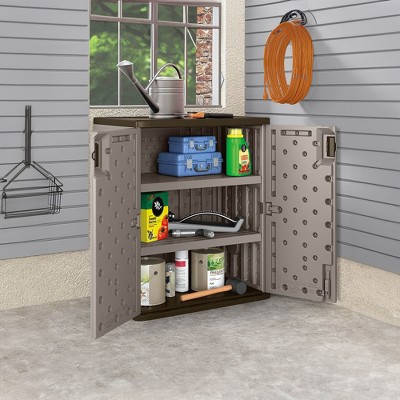 Gray Freestanding Lockable Resin Storage Cabinet with Adjustable Shelving