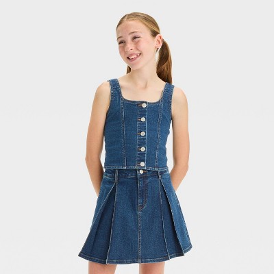 Girls' Denim Corset Tank Top - Art Class™ Medium Blue Xxl : Target
