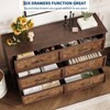 Farmhouse 47.2" Wide Chest of Drawers with Metal Handles, Rustic Double Wood Dresser, Storage Dressers Organizer - 3 of 4