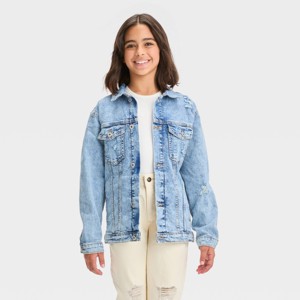 Girls' Oversized Jacket - art class™ Blue Denim - 1 of 3