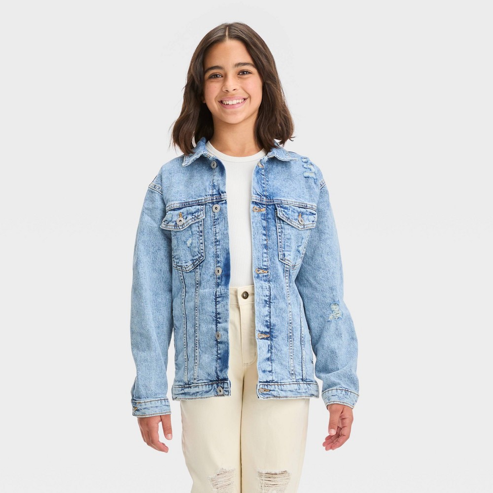 Girls' Oversized Jacket - art class™ Blue Denim M