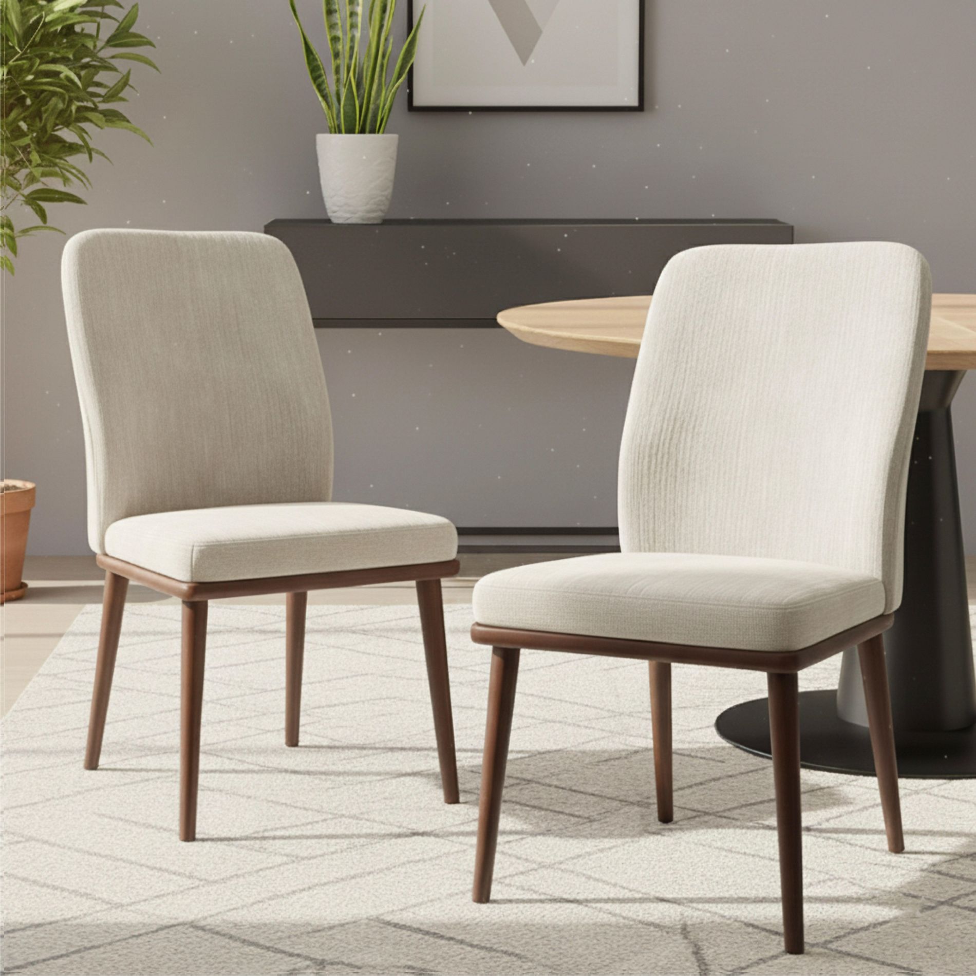 Ora Maison Medieval Style Dining Chairs Set, Upholstered Seat with Padded Cushion, Wooden Frame & Legs, Easy Assembly Accent Chairs for Dining Room