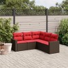 vidaXL 5 Piece Patio Sofa Set with Cushions - Brown and Red Without Table - 2 of 4