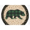 Earth Rugs Green Plaid Bear Printed Round Jute Trivet – 10" Rustic Cabin Accent with Heat-Resistant Braided Natural Design - 2 of 3