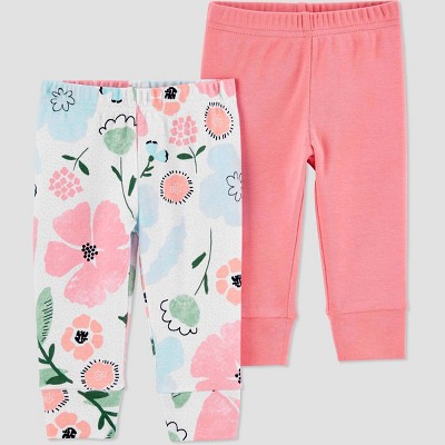 Image of Baby Girls' 2pk Floral Pants - Just One You® made by carter's Pink 3M