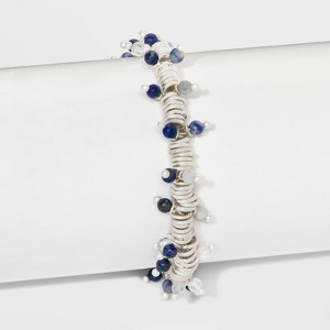 Semi Moonstone Sodalite Blue Lapis Bracelet - Universal Thread Silver, Women