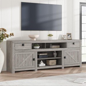 Farmhouse TV Stand for 80 Inch TVs, 70" Entertainment Center with Drawers and Open Shelves - 1 of 4