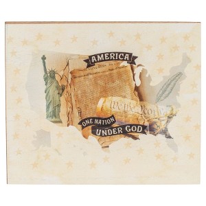 Elanze Designs America Collage 8 x 10 Tan Wood Tabletop Block Sign - 1 of 4