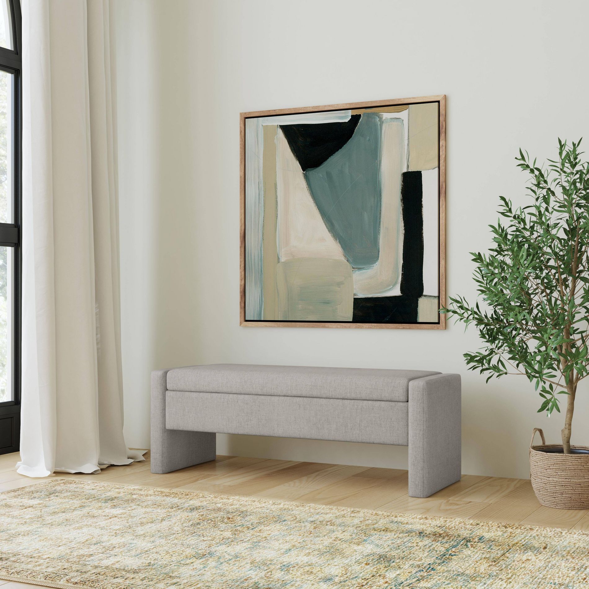 Homepop Copenhagen Modern Storage Bench Light Gray