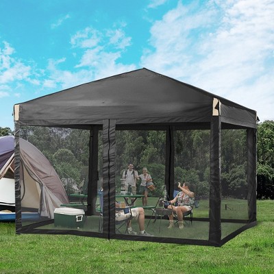 Aoodor 12' × 12' Pop Up Canopy Tent, Beach Tent with Removable Mesh Sidewalls, Portable Instant Shade Canopy with Roller Bag
