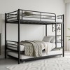 Twin Bunk Bed with Trundle Metal Bunkbeds with Ladder and Full-Length Guardrail, Noise Free, No Box Spring Needed, Black - 3 of 4