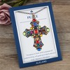 Anna-Kaci Colorful Stained Glass Rhinestone Cross Pendant Necklace Gift Message Card & Envelope Faith Jewelry Gifts - 3 of 4