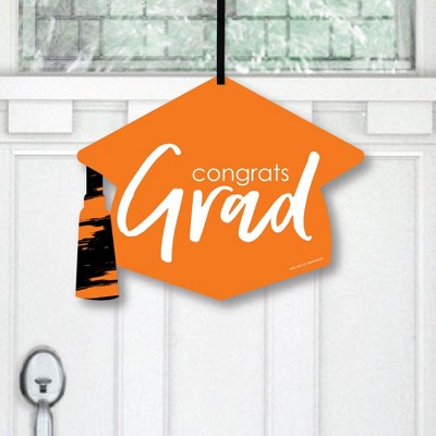 Big Dot of Happiness Orange Grad - Best is Yet to Come - Hanging Porch Orange Graduation Party Outdoor Decorations - Front Door Decor - 1 Piece Sign