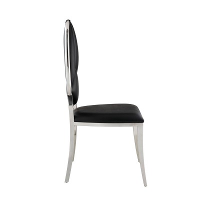 Black Faux Leather Upholstered Side Chair with Metal Frame