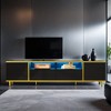 70.9'' Modern TV Stand for TVs up to 80 Inches, Entertainment Center with 2 Shelves and LED Lights, TV Storage Cabinet with 2 Drawers - Leovsnove - 2 of 4