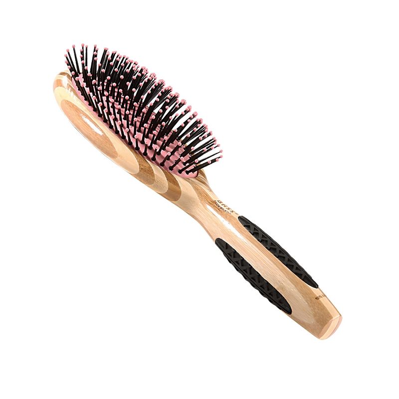Bass Brushes Style & Detangle Hair Brush Premium Bamboo Handle with Professional Grade Nylon Pin Large Oval Stripe, 3 of 6