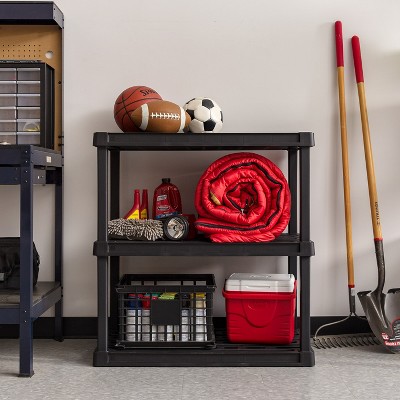 Black Heavy Duty 3-Tier Plastic Storage Shelving Unit