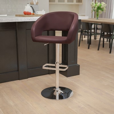 Erik Brown Vinyl Adjustable Swivel Barstool with Chrome Base