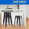 FDW Bar Stool Set of 2 Bar Stools  24in Stackable Industrial Metal Counter Stools, Black - 4 of 4