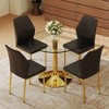 5-Piece Dining Set with Round Tempered Glass Table and 4 PU Armless Chairs - 2 of 4