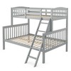 Costway Twin over Full Bunk Bed Rubber Wood Convertible with Ladder Guardrail - 3 of 4