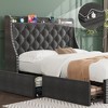 Garvee Bed Frame with 4 Storage Drawers and Wingback Storage Headboard, Charging Station with Type-C & USB Ports(Black/Gray,Full/Queen) - 3 of 4
