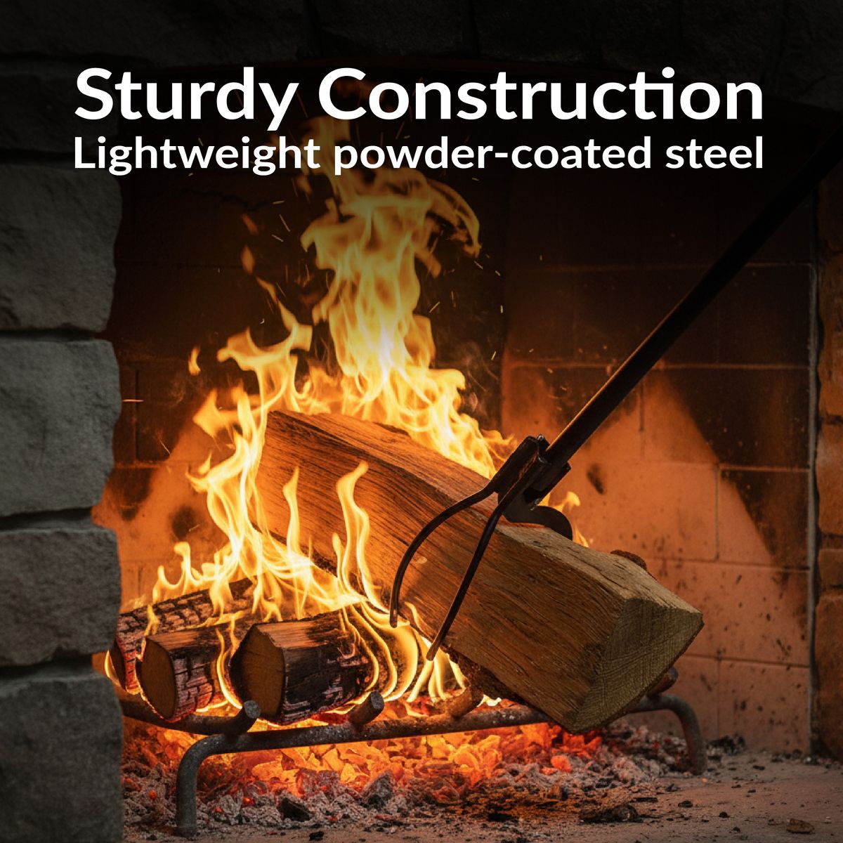 Sunnydaze Indoor/Outdoor Fireplace or Fire Pit Heavy-Duty Steel Spring Lever Firewood Log Grabber Tool - 36" - Black - thumbnail 2
