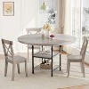 Coucheta 47" Round Dining Table - Farmhouse Style with Storage Shelves & Metal Base, Space-Saving Circle Table - 3 of 4