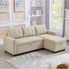 TiramisuBest Upholstered Pull Out Sectional Sofa with Storage Chaise, Convertible Corner Couch,Beige - 2 of 4