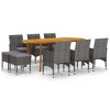 vidaXL Dining Set Solid Acacia Wood 9 Piece Dining Set - Gray - 2 of 4