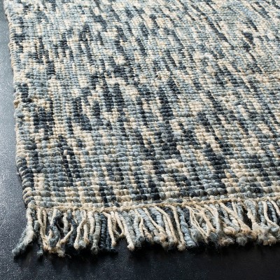 Hand-Knotted Blue/Ivory Jute 3' x 5' Easy Care Area Rug