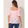INSPIRE CHIC Women's Smocked Square Neck Ruffle Short Sleeve Peplum Waist Blouse - 3 of 4