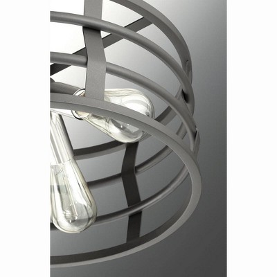 Industrial Black and Brushed Nickel 4-Light Drum Pendant