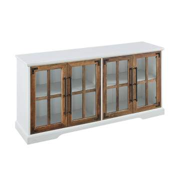 Avalene Modern Farmhouse 4 Door Glass Window Pane TV Stand for TVs up to 65" - Saracina Home
