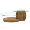 NicBex Artistic Double Layer Coffee Table with White Marble and Wood Grain Collision, Density Board Sticker and Reinforced Glass for Dining Room - 3 of 4
