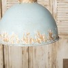 Vintage Distressed Blue Pendant Light Fixture with Gold Accents, 11.62" Diameter, Adjustable Chain Design - 4 of 4