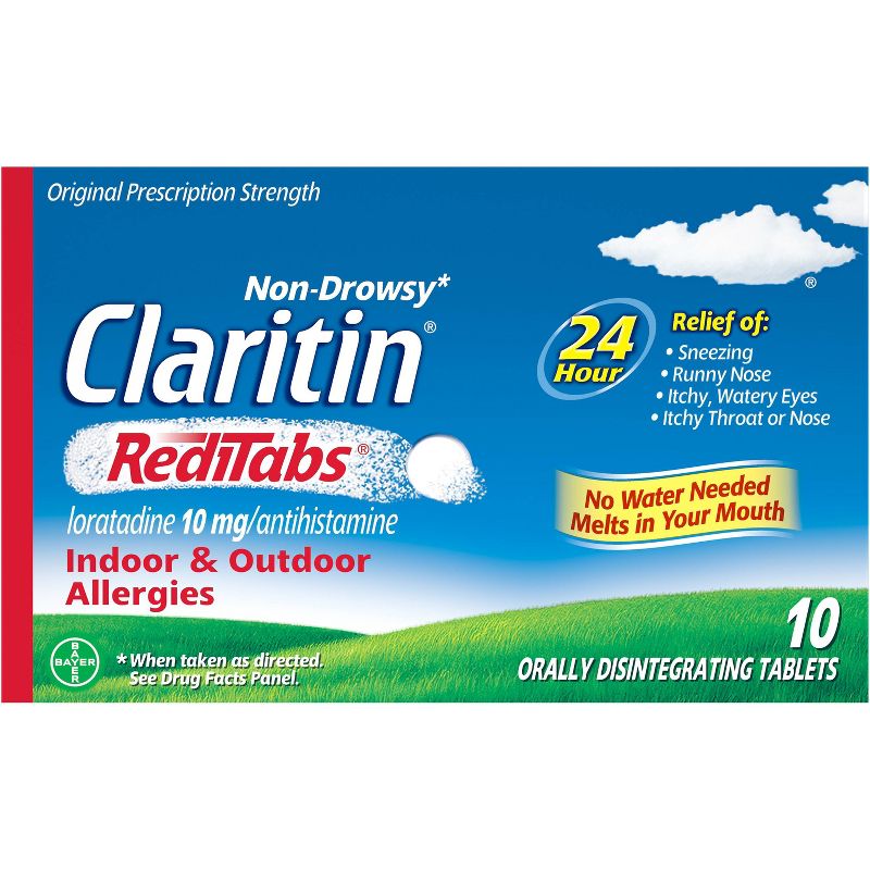 Claritin Allergy Relief 24 Hour Non-Drowsy Loratadine RediTab Dissolving Tablets, 1 of 9