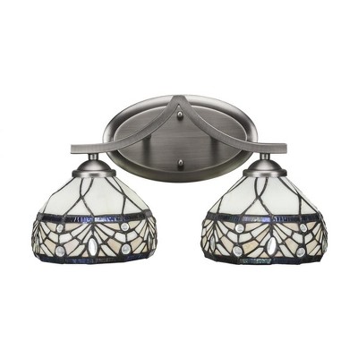 Toltec Lighting Zilo 2 - Light Vanity in  Graphite with 7" Royal Merlot Art Glass Shade