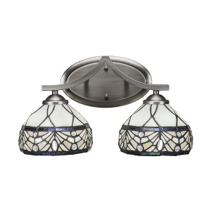 Toltec Lighting Zilo 2 - Light Vanity in  Graphite with 7" Royal Merlot Art Glass Shade - 1 of 1