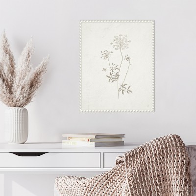 Beaded Perimeter Botanical Canvas Print in White Frame, 16 x 20-in.