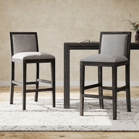 41"H Bar Stools Set of 2, Upholstered Accent Dining Stool Chairs with Footrest for Kitchen/Bedroom/Dining Room -ModernLuxe - image 1 of 4