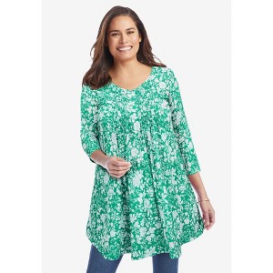 Woman Within Plus Size V-Neck Pintucked Tunic - 1 of 4