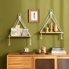 Attop Macrame Hanging Shelves Boho Wall Decor Set of 2 Rustic Wood Floating Storage Shelf for Bedroom Bathroom Living Room Nursery Dorm Room - 2 of 4