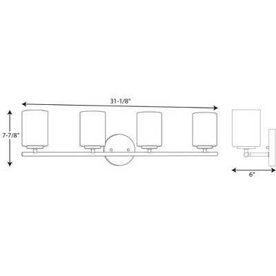Brushed Nickel 4-Light Dimmable Vanity Fixture with Etched Glass Shades