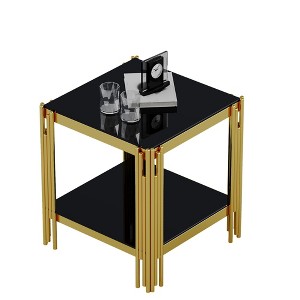 NicBex Modern 19.69" Square Coffee Table with Tempered Glass Top and Steel Frame for Living Room and Bedroom - 1 of 4