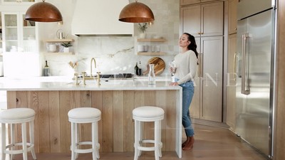 Weathered Oak Swivel Counter Stool with Vegan Leather Seat