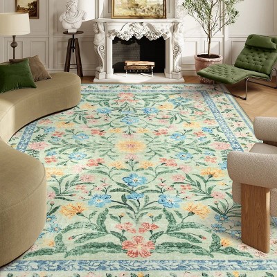 Lahome Machine Washable Back to College Series Eastern Floral Plant Floor Mat-Soft Rug for Living Room, School, Bedroom, or Entryway