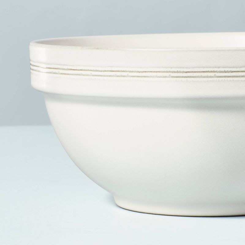 3pc Brim Stripe Stoneware Mixing/Serving Bowl Set Cream - Hearth &#38; Hand&#8482; with Magnolia, 5 of 8