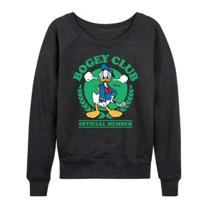 Women's - Disney - Donald Duck Bogey Club Lightweight French Terry Wide Neck Long Sleeve Shirt - 1 of 4