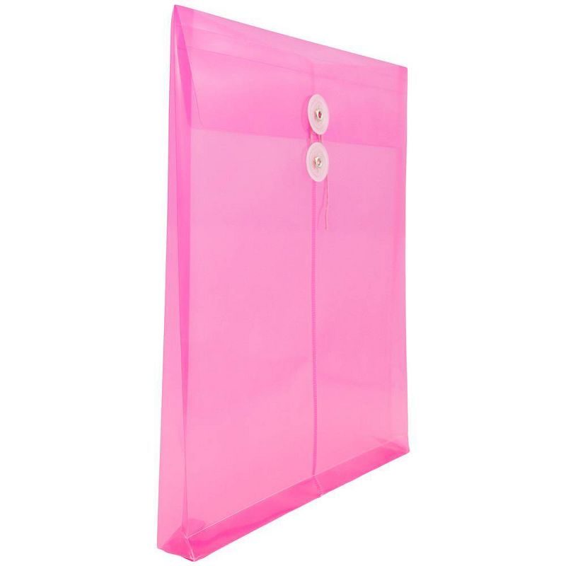 JAM Paper 9 3/4'' x 11 3/4'' 12pk Plastic Envelopes with Button and String Tie Closure, Letter Open End, 4 of 7